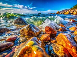 Poster - Majestic Macro Photography of Original Rocks Forming Waves with Captivating Textures and Nature's Wonders in Stunning Detail