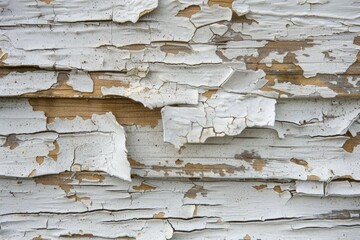 Poster - Close-up view of peeling paint on a wooden surface, perfect for decorating and design projects