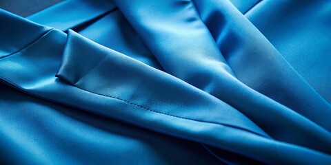 Poster - Minimalist Blue Satin Blazer Folds Background for Elegant Fashion Photography, Showcasing the Soft Texture and Smoothness of Satin in a Simple Yet Striking Composition