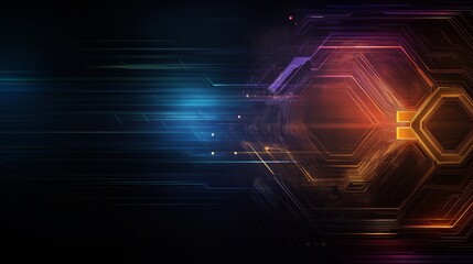 Poster - A beauty futuristic abstract background in a high-tech style. Shining lines and patterns resembling neural networks, connections, and digital circuits.