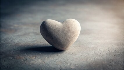 Poster - Minimalist Photography of a Heart of Stone: Emphasizing Natural Textures, Light and Shadow Play, and Subtle Colors in a Serene Composition for Modern Decor and Art Enthusiasts