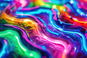 Poster - A close-up shot of a vibrant, rainbow-colored liquid in a laboratory setting