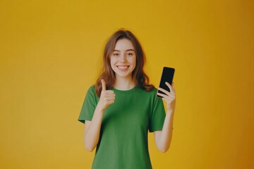 Aufkleber - A woman is shown holding a cell phone with a concerned expression