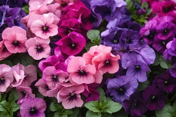 Poster - A close-up view of a bouquet of purple and pink flowers