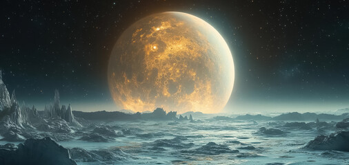 Wall Mural - unknown planet from outer space. space nebula. cosmic cluster of stars. outer space background