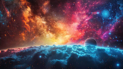 Wall Mural - space background with stardust and shining stars. realistic cosmos and color nebula. colorful galaxy