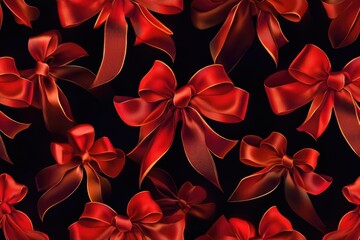 Poster - A collection of red bows on a dark, contrasting background