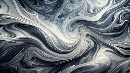 Poster - Monochrome Gray Fluid Abstract Art with Dynamic Waves and Elegant Swirls for Minimalist Visual Design, Ideal for Contemporary Spaces and Modern Aesthetics