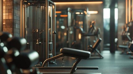 Poster - Rowing machines and other exercise equipment in a modern gym