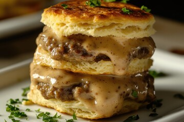 Canvas Print - A close-up shot of a plate of food on a table, perfect for advertising meals or dishes