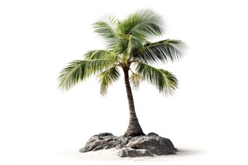 Poster - A lone palm tree standing tall on a rocky island