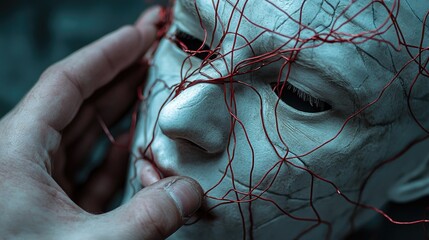Poster - A person wearing a mask in a close-up shot