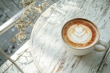 Poster - A cup of coffee sits alone on a table, ready to be enjoyed