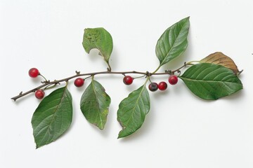Poster - A branch with red berries and green leaves