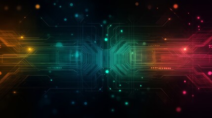 Poster - A beauty futuristic abstract background in a high-tech style. Shining lines and patterns resembling neural networks, connections, and digital circuits.
