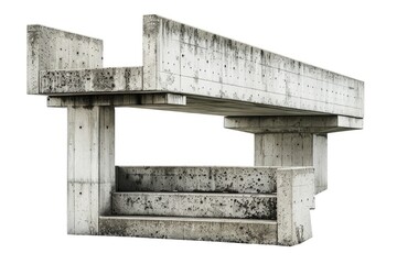 Poster - A single concrete bench situated on a flat cement floor
