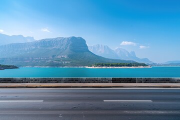 Poster - A serene lake scene with mountains in the background, perfect for travel or outdoor recreation themes