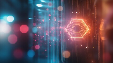 Poster - A beauty futuristic abstract background in a high-tech style. Shining lines and patterns resembling neural networks, connections, and digital circuits.