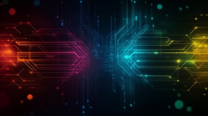 Poster - A beauty futuristic abstract background in a high-tech style. Shining lines and patterns resembling neural networks, connections, and digital circuits.