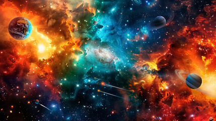 Wall Mural - unknown planet from outer space. space nebula. cosmic cluster of stars. outer space background