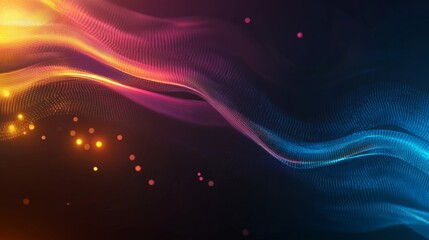 Wall Mural - A beauty futuristic abstract background in a high-tech style. Shining waves and patterns resembling neural networks, connections, and digital circuits.