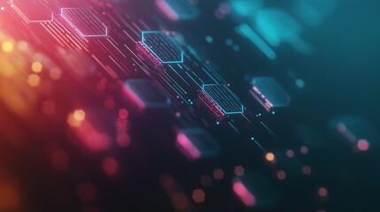 Poster - A beauty futuristic abstract background in a high-tech style. Shining lines and patterns resembling neural networks, connections, and digital circuits.