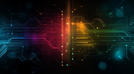 Poster - A beauty futuristic abstract background in a high-tech style. Shining lines and patterns resembling neural networks, connections, and digital circuits.