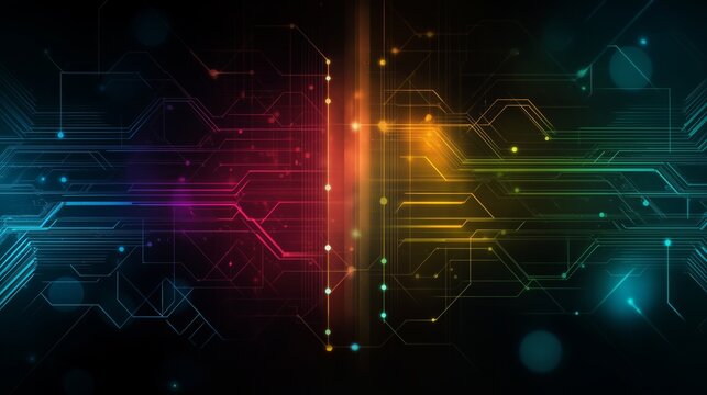 A beauty futuristic abstract background in a high-tech style. Shining lines and patterns resembling neural networks, connections, and digital circuits.