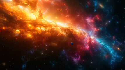 Wall Mural - Space background with stardust and shining stars. Realistic cosmos and color nebula. Colorful galaxy