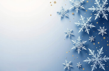 Wall Mural - winter wonderland concept with festive snowflakes for holiday design and seasonal greeting cards spa