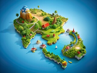 Poster - Stunning 3D Map of Thailand Highlighting Geographical Features and Landmarks Within the Asian Continent for Educational and Travel Purposes