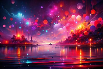 Poster - Stunning Abstract Design Background in Red and Purple - Generative Art with Night Photography Effects for Creative Projects and Visual Displays