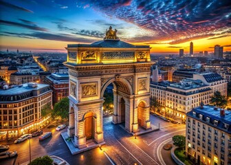 Poster - Stunning Architectural Photography of a Majestic Background Arch with Intricate Details Highlighting the Beauty of Classical and Modern Design Elements in Urban Landscapes