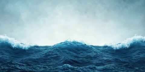 Wall Mural - a majestic view of rolling ocean waves under a cloudy sky, showcasing nature's beauty.