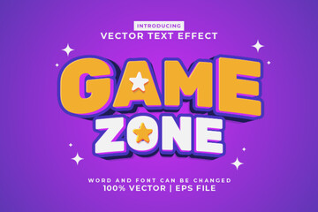 Poster - Editable text effect Game Zone 3d cartoon template style premium vector