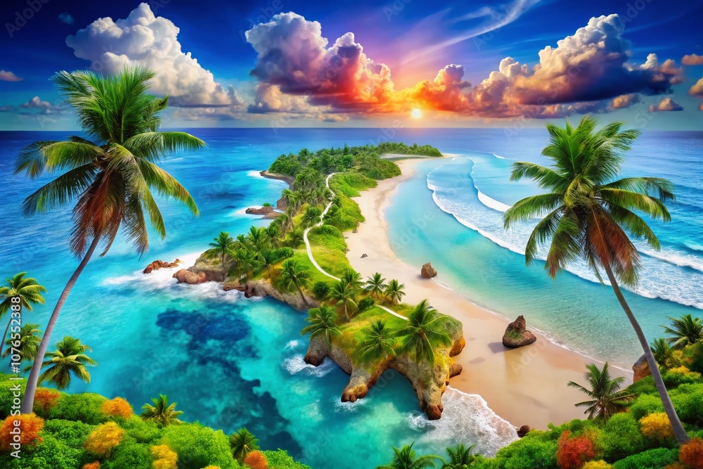 Surreal Barbados Beaches Map: A Dreamlike Journey Through Vibrant Sand ...