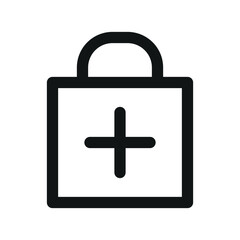 Aufkleber - Add shopping bag UI icon, add new order simple line user interface vector symbol
