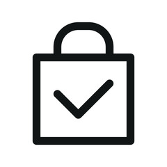 Aufkleber - Shopping bag check mark UI icon, order placed simple line user interface vector symbol