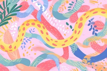 Wall Mural - Snake art abstract pattern.