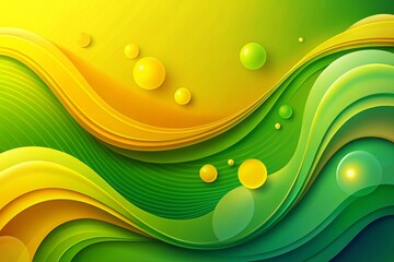Poster - Vibrant Abstract Background with Fluid Shapes in Yellow and Green for Creative Banner Design and Marketing Material with Ample Copy Space for Custom Text