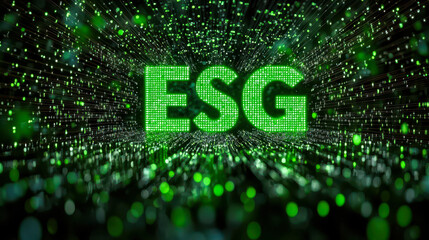 Poster - Digital Forest Matrix Text ESG Concept for Environmental Social Governance Themes