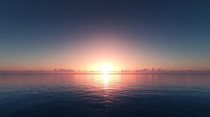 Poster - The sun is setting over the ocean, creating a beautiful and serene atmosphere