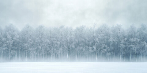 Naklejka na meble Serene Winter Forest Scene With Snow-Covered Trees and Mist