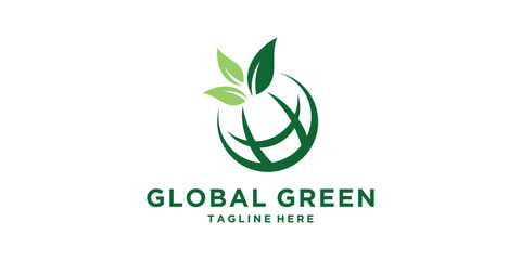 Wall Mural - logo design global green, greening, environmental, agriculture, nature, world, logo design icon, vector, symbol, idea, creative.