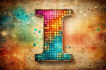 Poster - Vintage Style Colorful Letter I Logo with Dots and Bubbles for Business and Technology, Perfect for Posters and Initial Names in a Retro Aesthetic