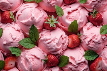 Canvas Print - Ice cream berry backgrounds strawberry.