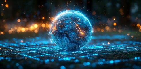 Poster - Background with futuristic technology and an abstract globe.