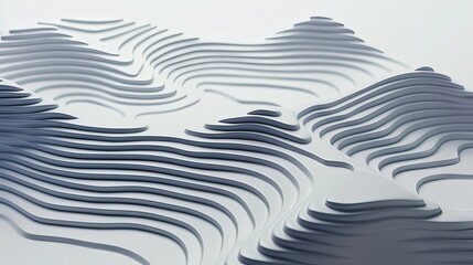 Poster - A futuristic, minimalist topographic map with smooth gradients and geometric lines.