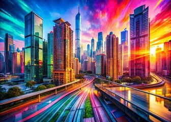 Poster - Vivid Abstract Forms Blending Gradient Colors in Contemporary Digital Art for Urban Exploration Photography Inspiration