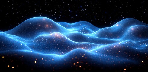 Poster - Modern illustrations with abstract line movement background. Line art moving in different directions atop a gradient background.